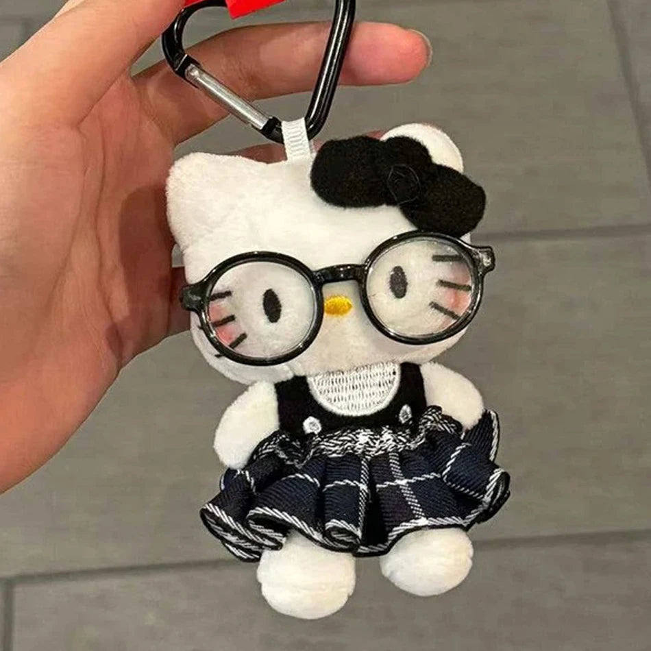Sanrio Hello Kitty Sunglasses Plush Doll Keychain - Cute KT Cat Keyring Backpack Charm - Birthday Gift