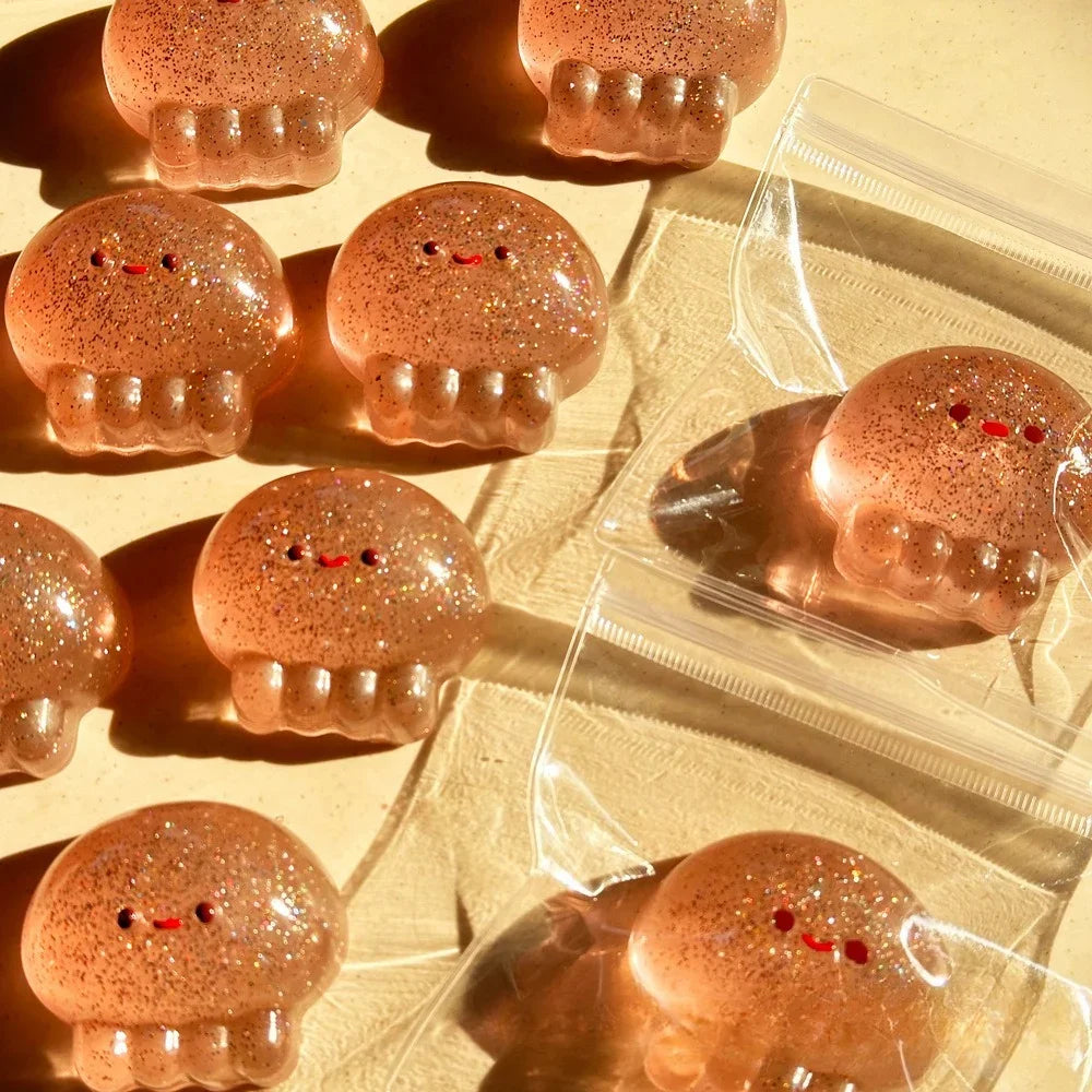Taba Squishy Jellyfish Kawaii Sensory Fidget Toy - Soft TPR Squeeze Toy, Cute Desk Accessory & Gift