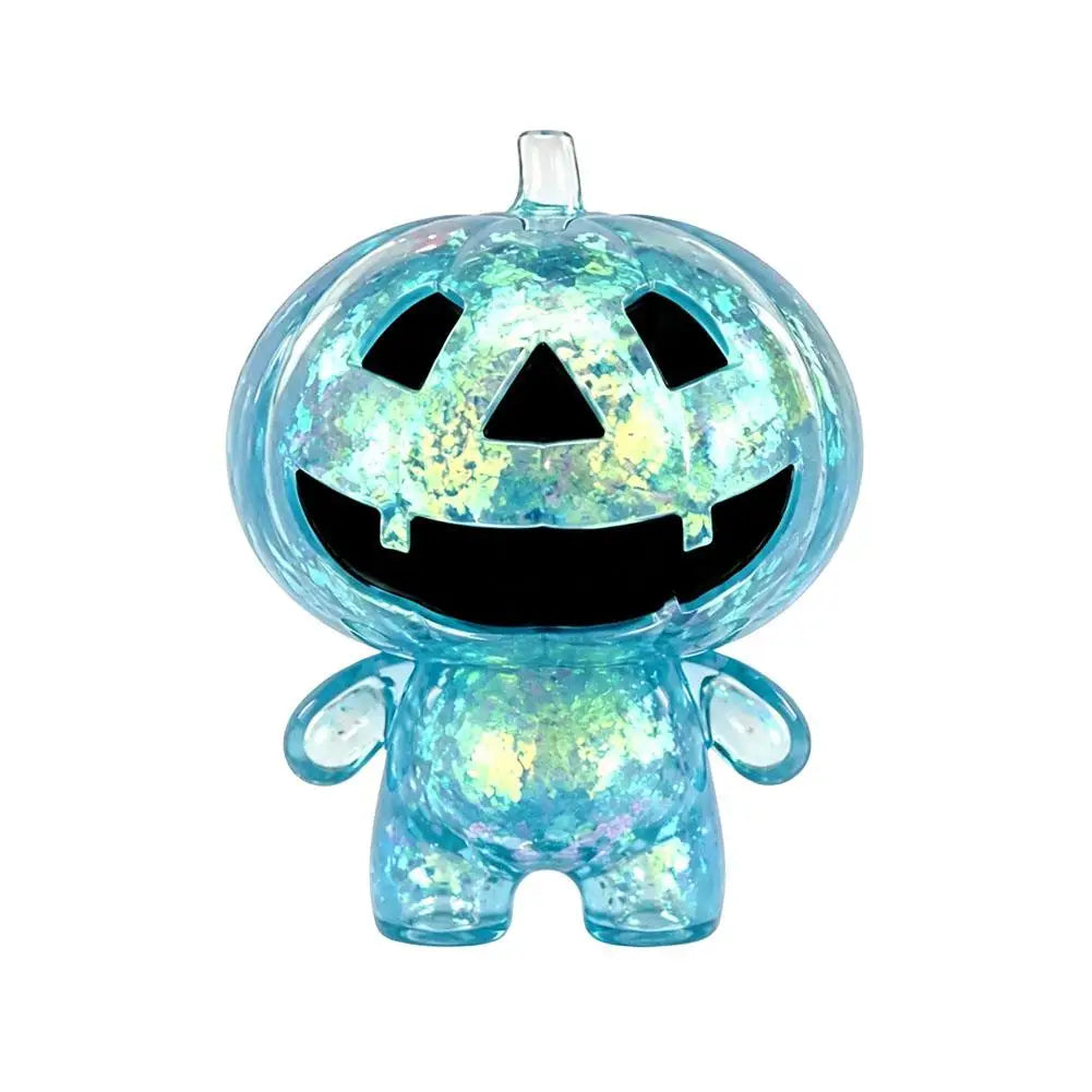 Halloween Shiny Pumpkin Man Squishy Squeeze Toy - Crystal Clear TPR Slow Rise Stress Relief - Party Gift & Desk Decor