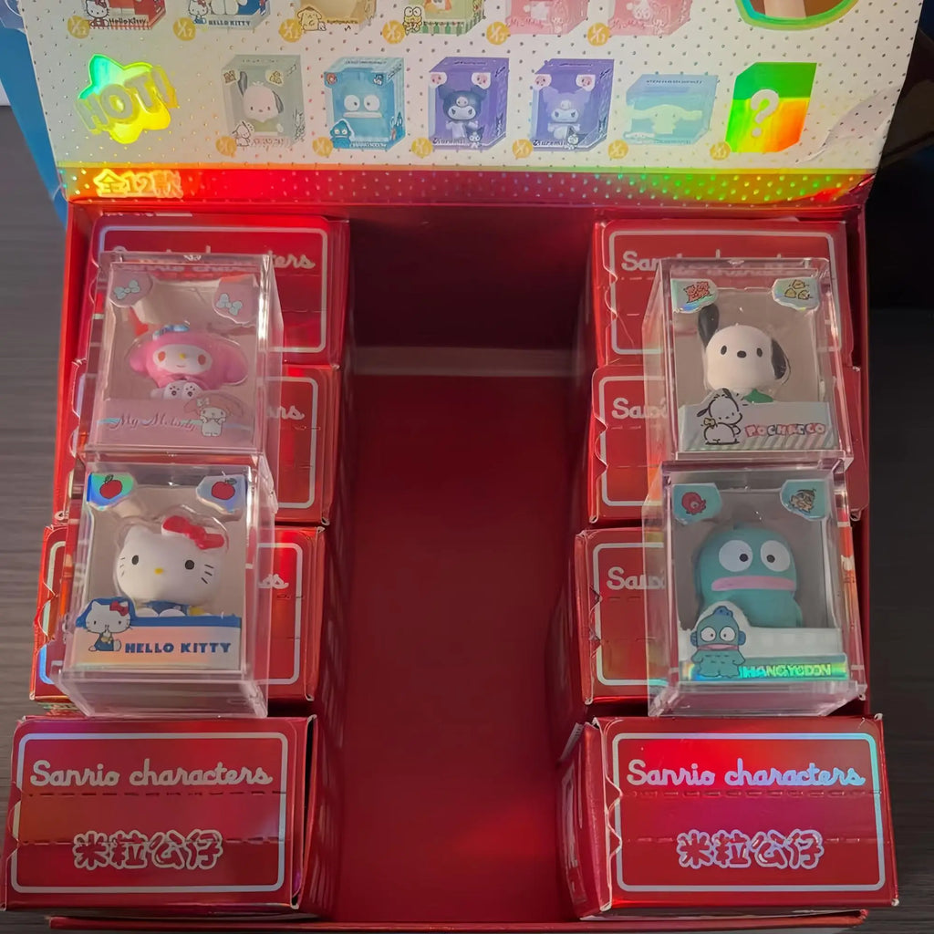 Sanrio Hello Kitty Melody Rice Grain Doll Blind Box Mini Character Cute Anime Action Character Model Children's Toy Gift