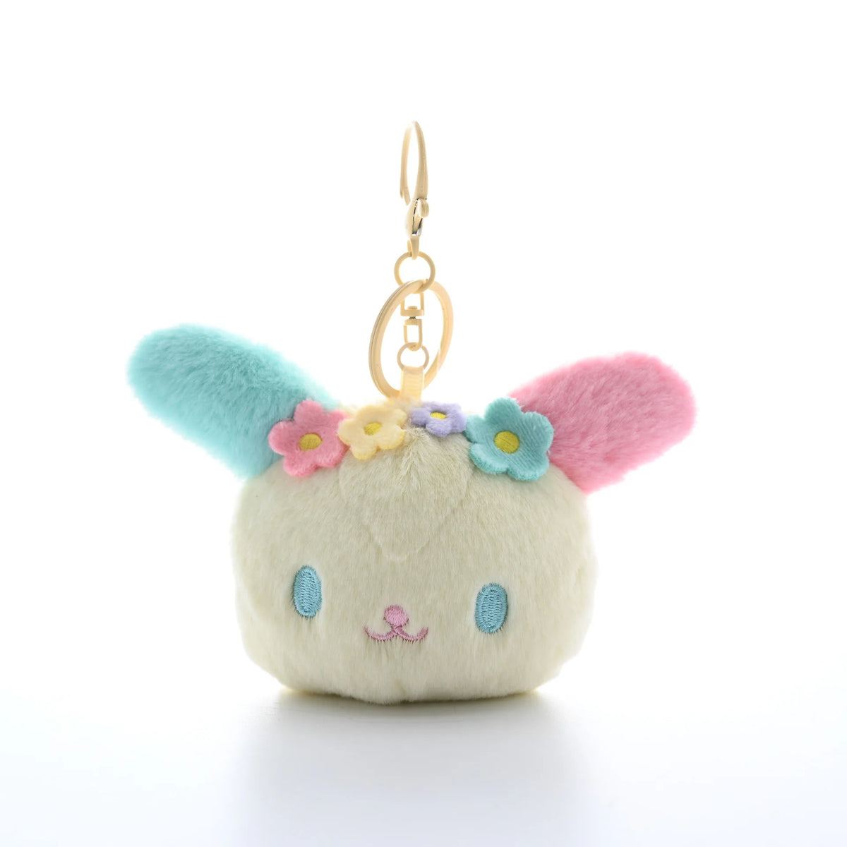 Sanrio Usahana Flower Bunny Plush Card Holder Keychain – Fluffy Rainbow ID Wallet Pendant