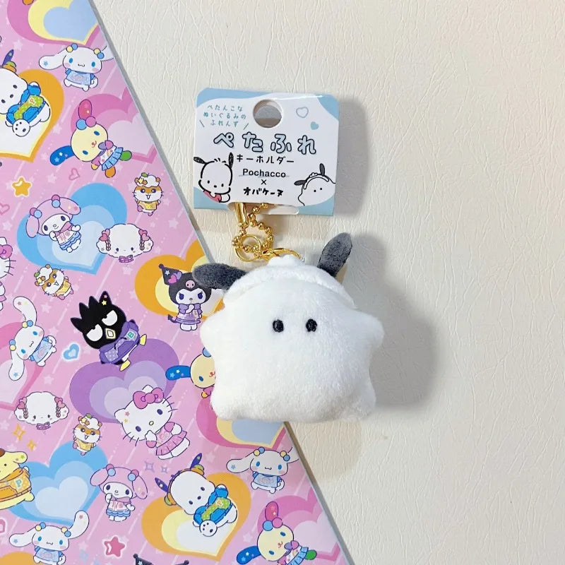 Sanrio Halloween Ghost Mini Plush Keychain - Kawaii Hello Kitty Kuromi Cinnamoroll My Melody PomPomPurin Bag Charm