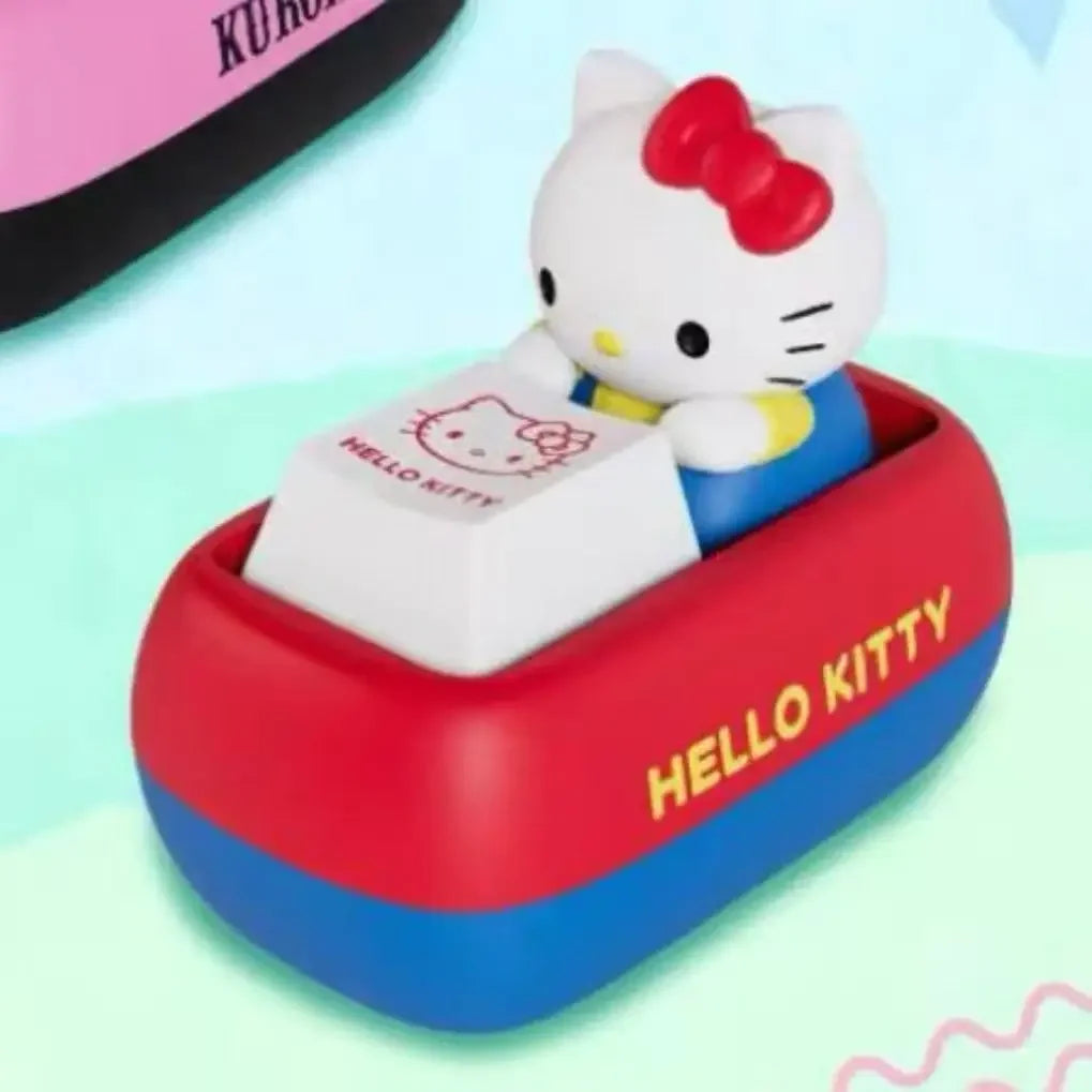 Hello Kitty Sanrio Voice Button Keyring - KT Cat Keycap Squishy Stress Relief Toy - Kawaii Desk Decor & Birthday Gift
