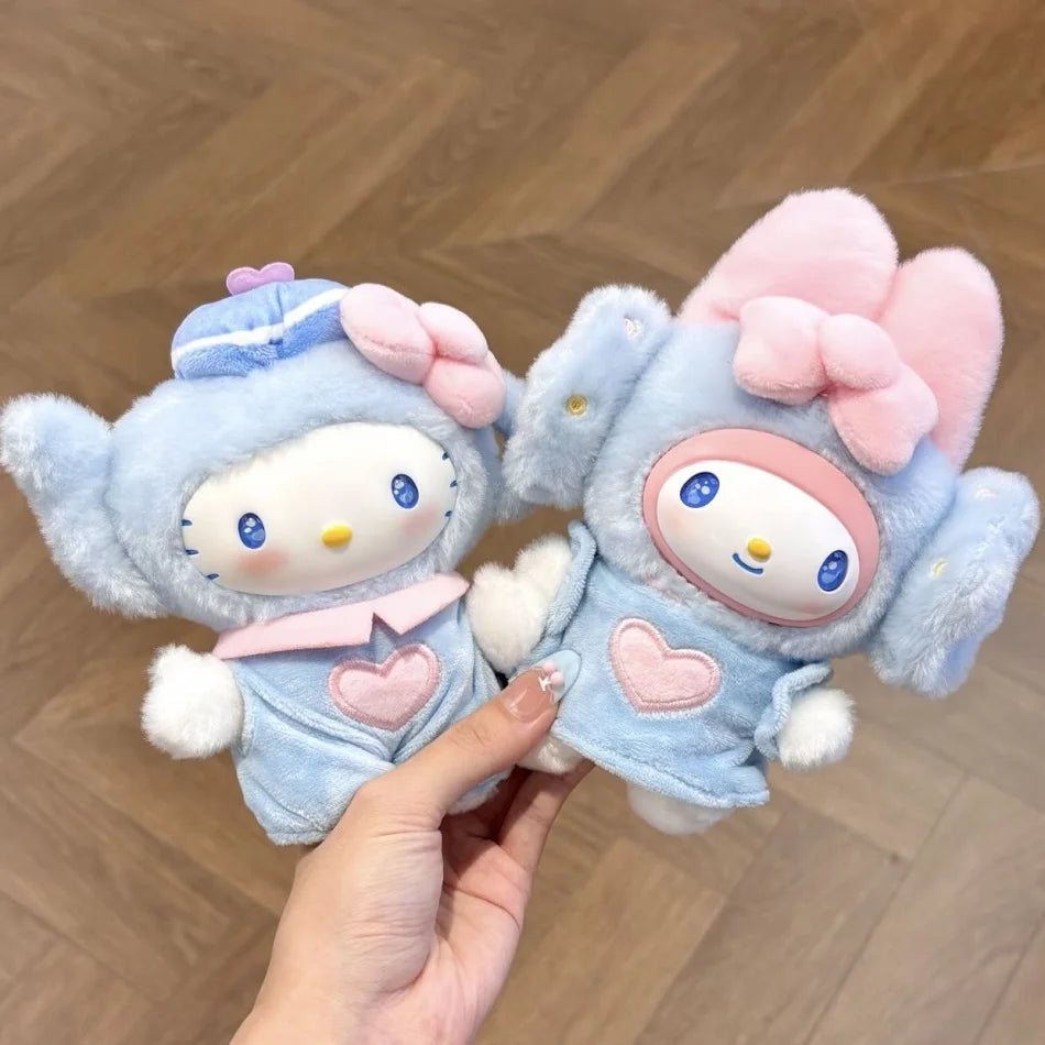 Sanrio Family Fox Island & Blue Flutter Series Vinyl Plush Blind Box Cute Cartoon Hello Kitty Kuromi Pendants Girl Bag Toy Gifts