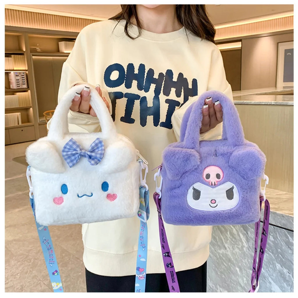 Sanrio Mini Plush Backpack & Cosmetic Bag – Kuromi, Cinnamoroll, My Melody & Hello Kitty | Kawaii Gift