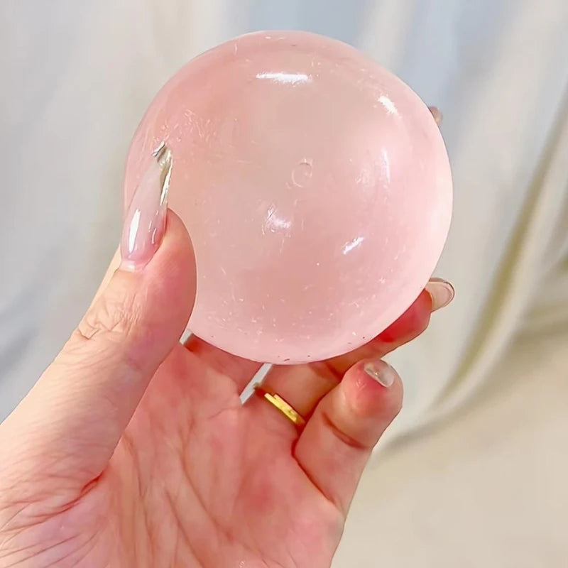Sakura Pink Coconut Oil Squishy Ball Handmade Clear Maltose Squishy Stress Relief Toy Home Decor Soft Simulated Transparent Ball