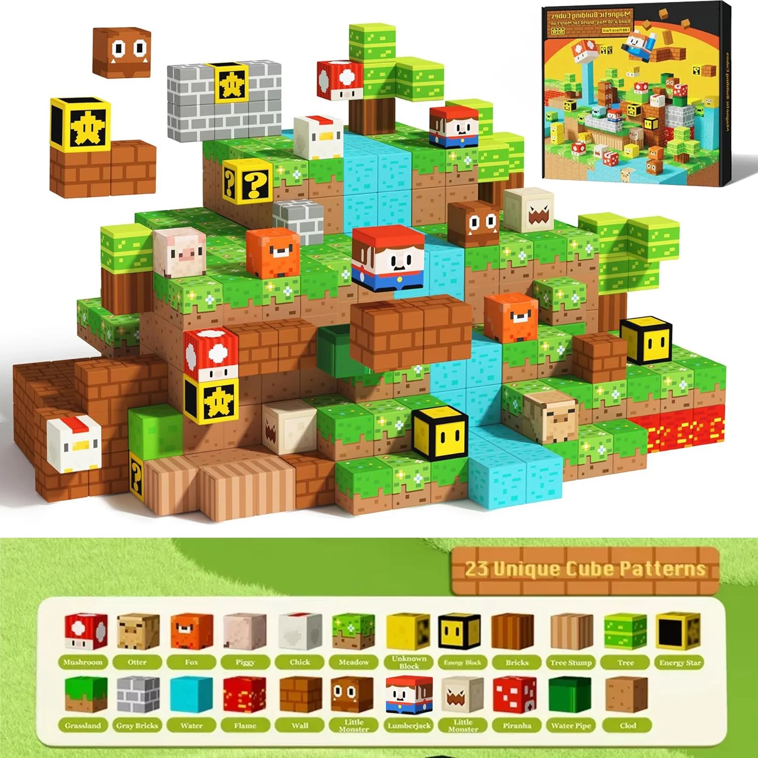 Super Magnetic Blocks Toys for Boys Girls 3+ Build Mine World Magnet Building Brick Cubes STEM Game Sensory Gift Set for Kids