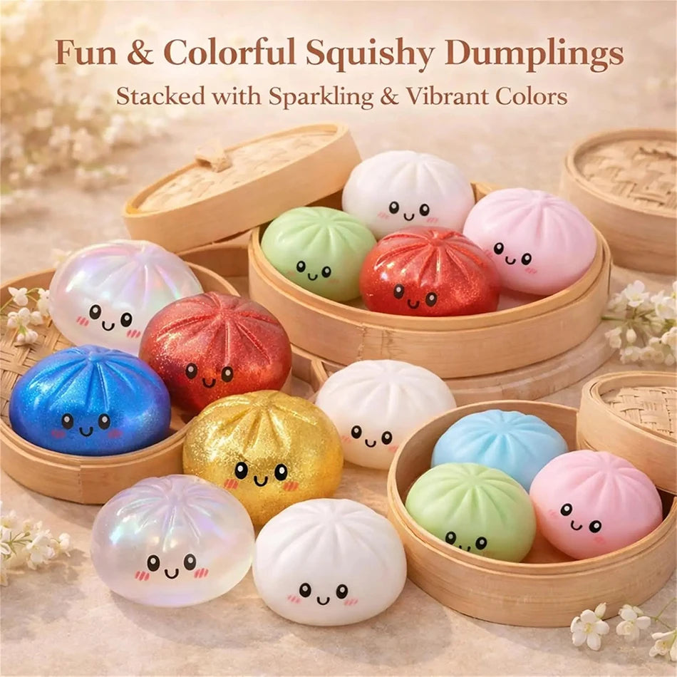 Glitter Dumpling Squishy Set – 6-Style Sensory Squeeze Toy with Box