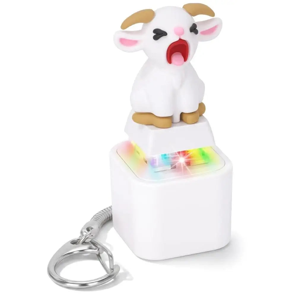 Screaming Goat Keycap Fidget Keychain Keyboard Fidget Toys For Adults Clicker Keychain With Sound LED Light Goat Key Chain