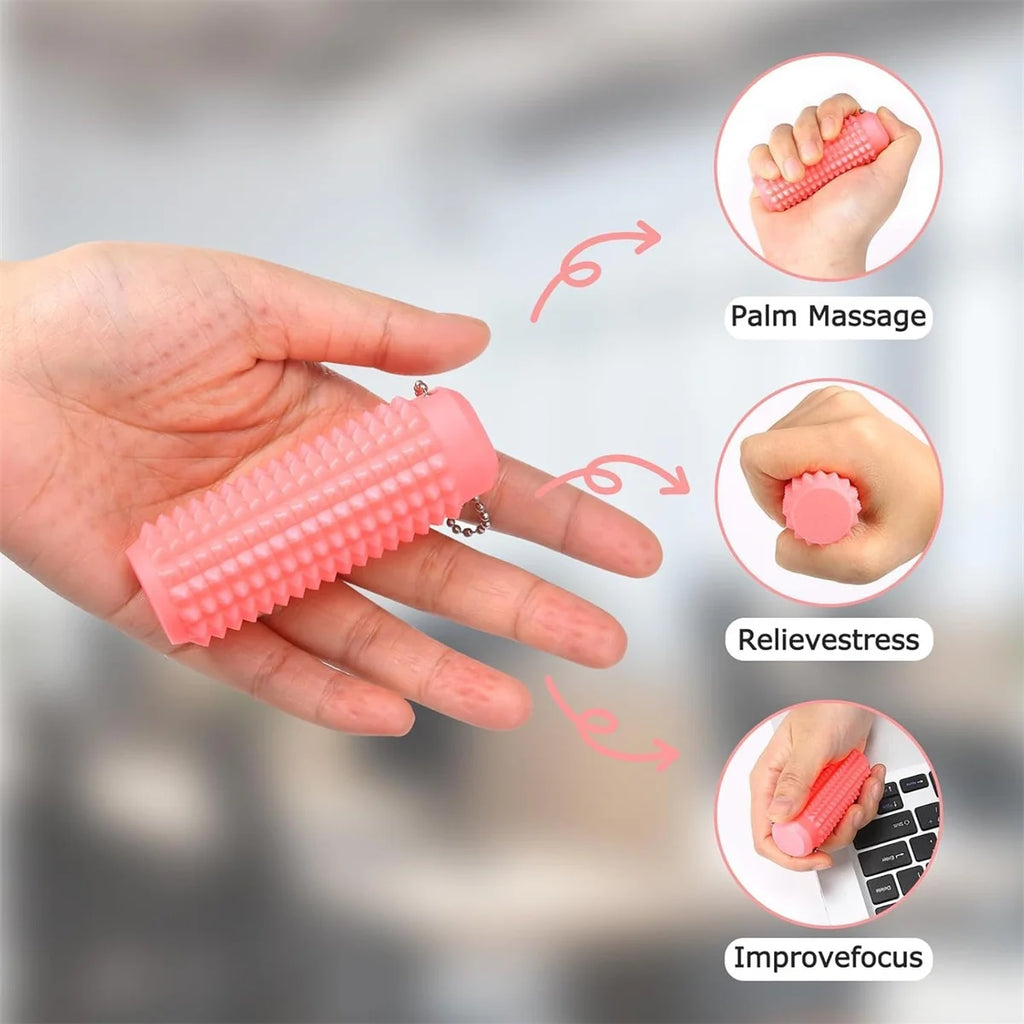 Spiky Fidget Roller Keychain – Calming Sensory Tactile Toy for Adults & Kids