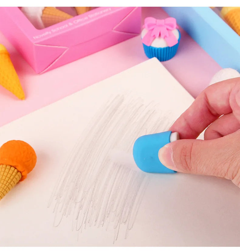 Dessert Cake Set Eraser, Creative Cute Cake Gift Box Pencil Eraser Cute Stationery Cute Eraser Stationery Pencil Eraser for Kids