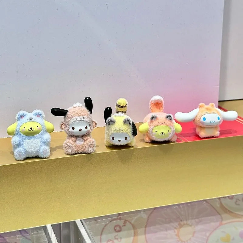 Sanrio Characters Blind Box Toys Doggy Forest Friends Group Cute Beans Animal Costumes Pochacco Pompompurin Doll Gifts