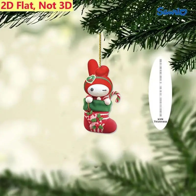 🎄 Kawaii Character Christmas Stocking Ornament 🎀 | Flat Hanging Decoration ✨
