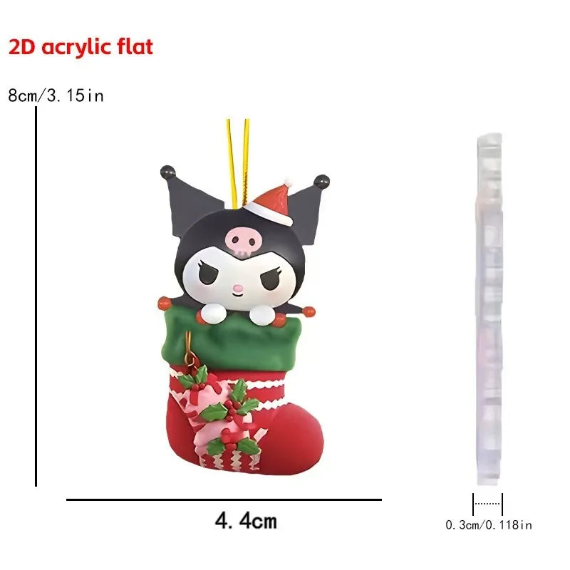 🎄 Kawaii Character Christmas Stocking Ornament 🎀 | Flat Hanging Decoration ✨