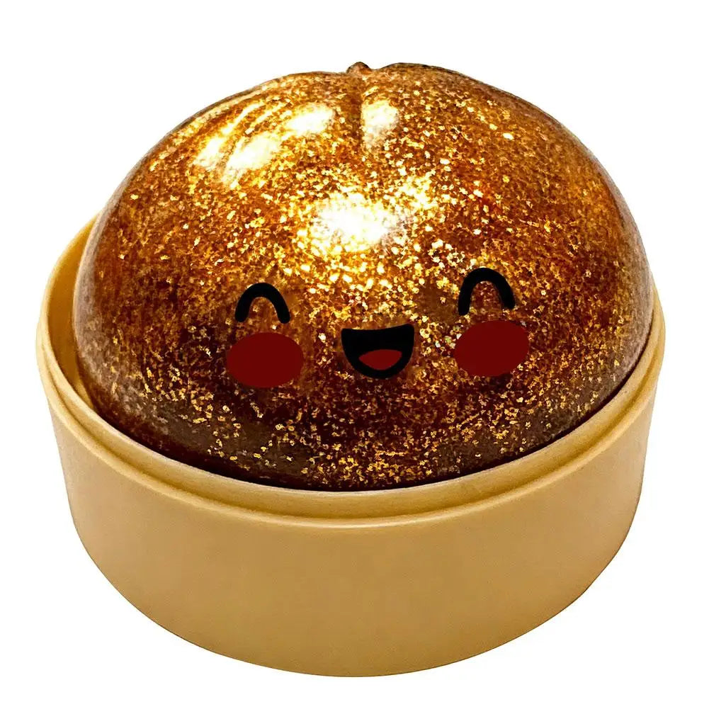 Squishy Steamed Bun Dumpling Toy - Slow Rising Glitter Soft Stretchy Fidget Desk Toy, Kawaii Home Office Decor