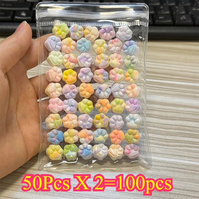 50/100pcs Mini Cat's Paw Squishy Toy Silicone Cute Soft Colorful Cat Paw Mochi Stress Relief Squishy Fidget Toy