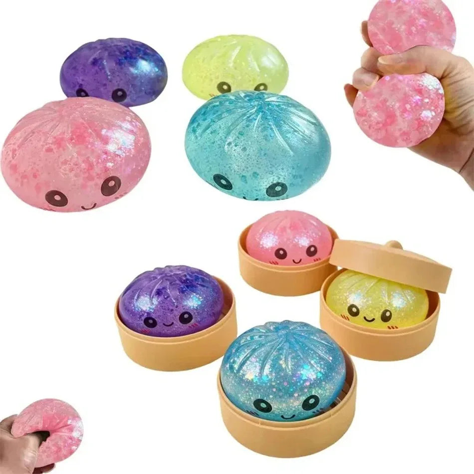 Glitter Dumpling Squishy Set – 6-Style Sensory Squeeze Toy with Box