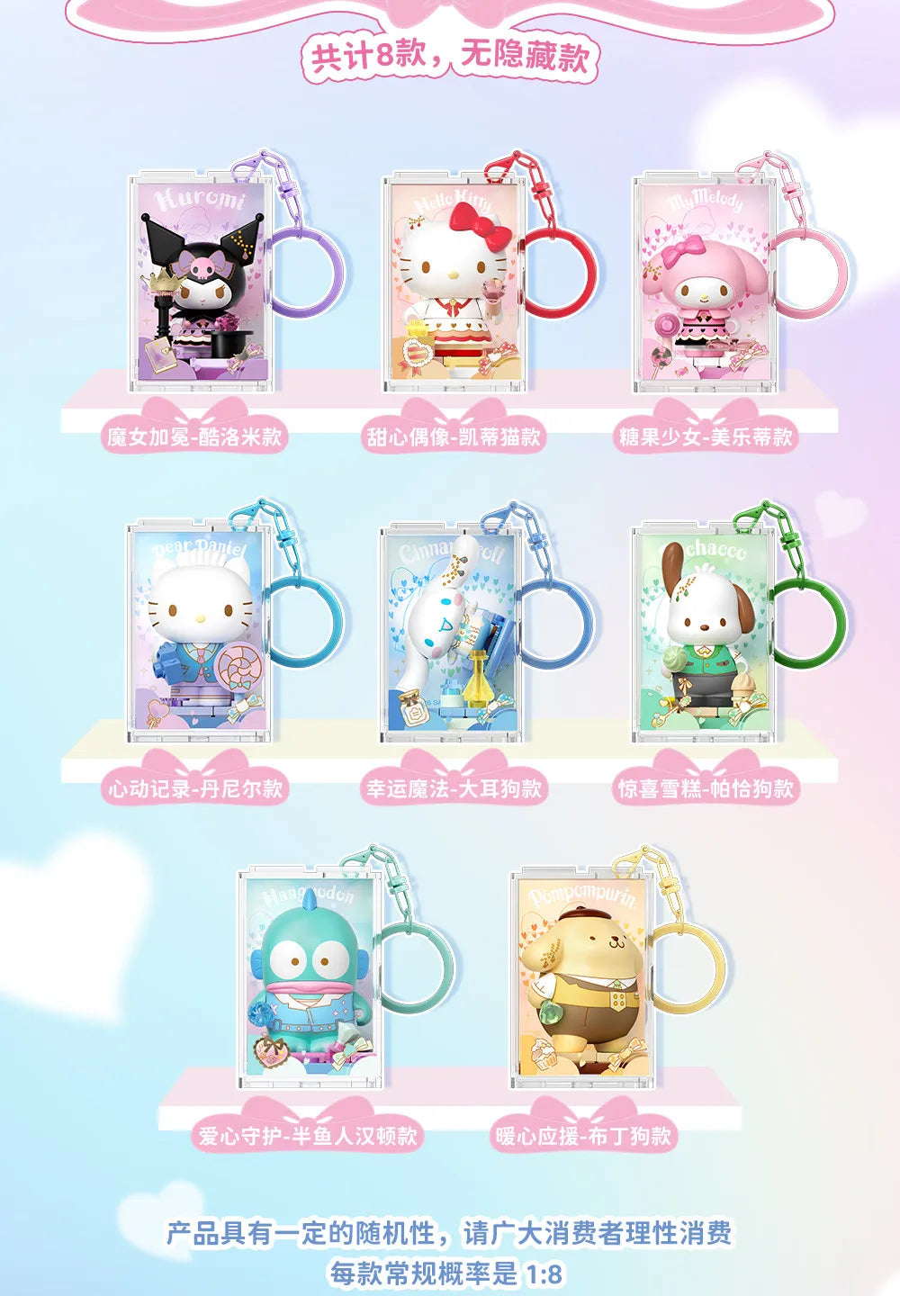 Sanrio Characters Blind Box Keychain - Hello Kitty, Kuromi & My Melody Collectible Bag Pendant - Kawaii Gift for Girls
