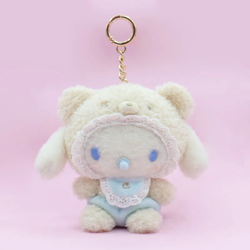Sanrio Latte Pacifier Plush Keychain – Kuromi, Cinnamoroll, Hello Kitty & My Melody Pendant