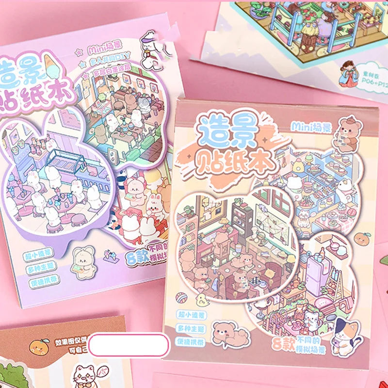 Mini Scenery Sticker Collection – 3D Cartoon Scene Stickers for Collage, Journaling & Room Decor