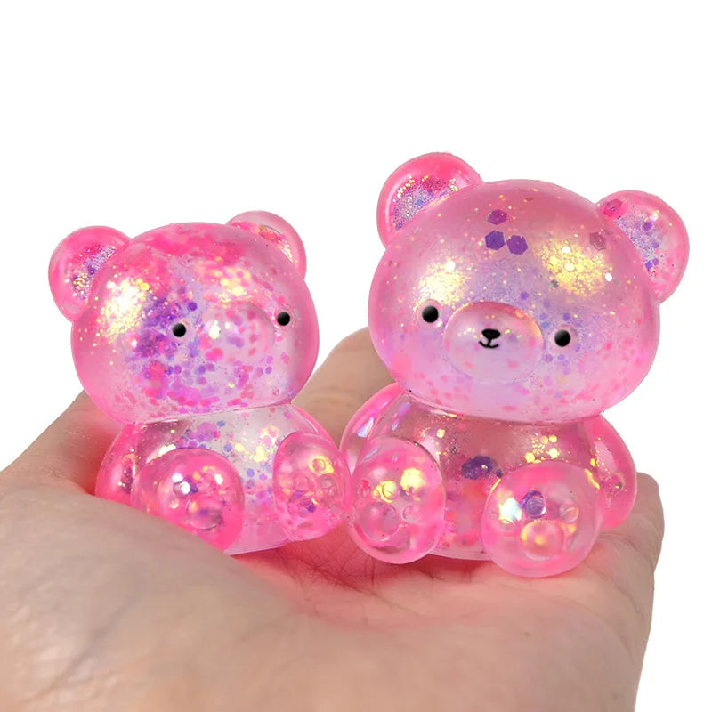 Fidget Bear Toy Squishys Glitter Gummy Bear Small Cute Animal Anti Stress Fidget Splat Decompressions Vent Squeeze Toys