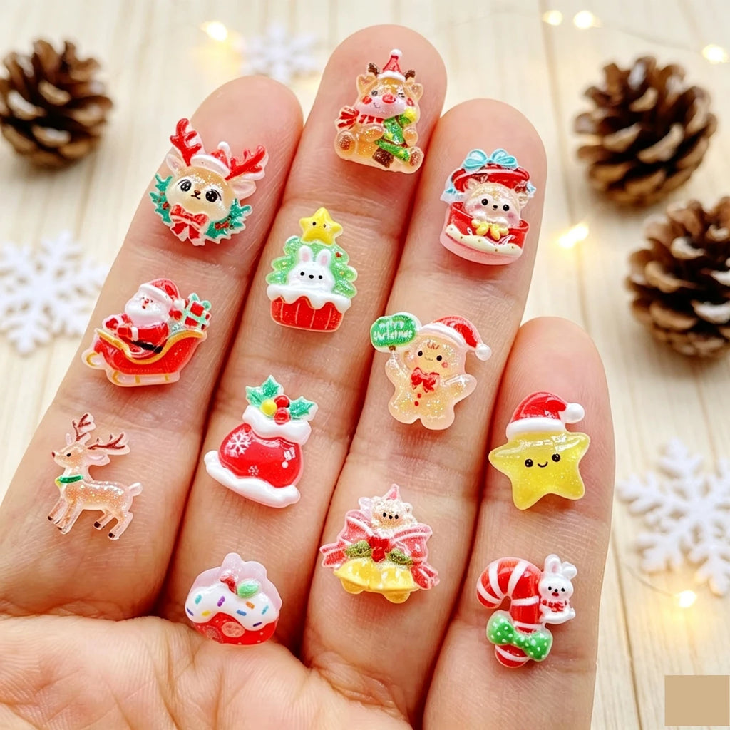 Christmas 3D Resin Nail Charms, 60 Pieces 🎄🎅🎀