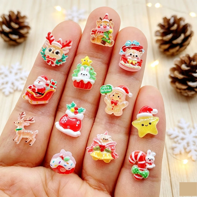 Christmas 3D Resin Nail Charms, 60 Pieces 🎄🎅🎀