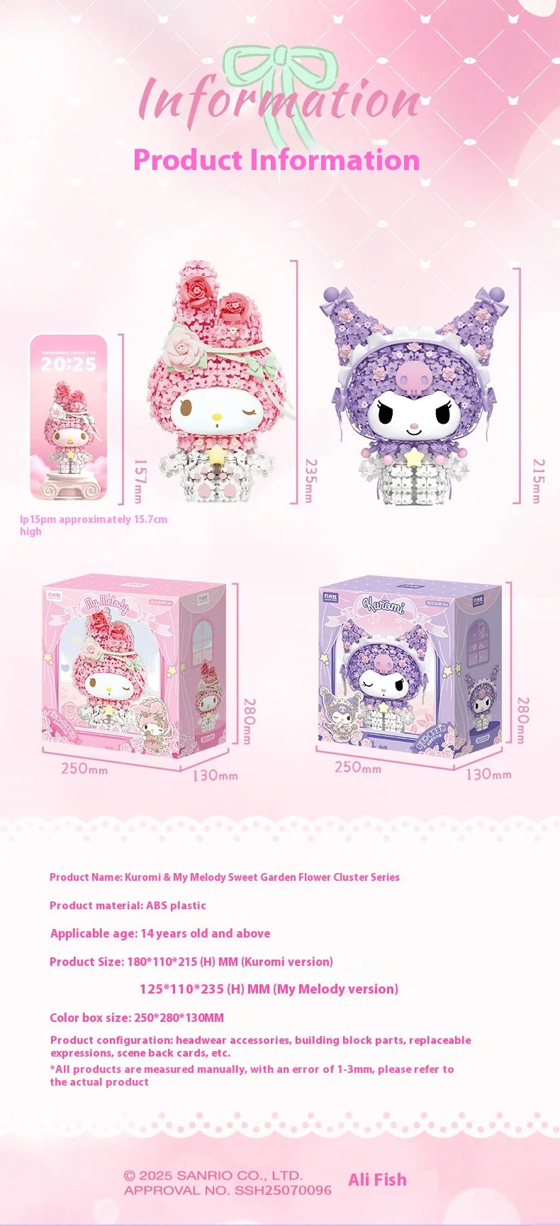 Sanrio Kuromi & Melody Floral Garden Building Blocks Set – Moonlight Club Surprise Puzzle Gift