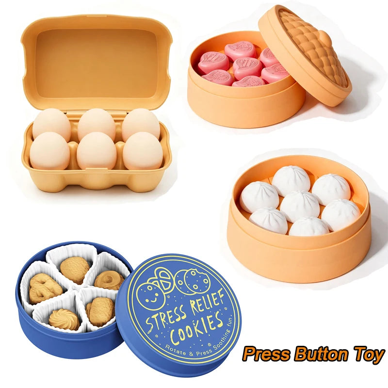 Kawaii Food-Themed Button Clicker Toy 🥚🍪💕