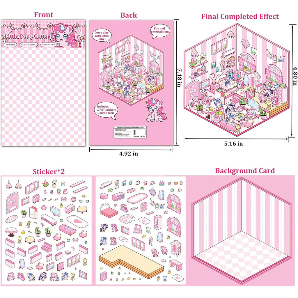 DIY 3D Kawaii Sticker Scene Kit – Cute Mini House Craft Activity for Kids & Adults | Holiday & Party Favor