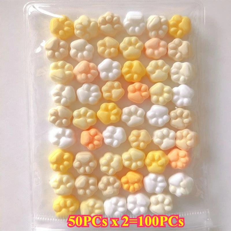 50/100pcs Mini Cat's Paw Squishy Toy Silicone Cute Soft Colorful Cat Paw Mochi Stress Relief Squishy Fidget Toy