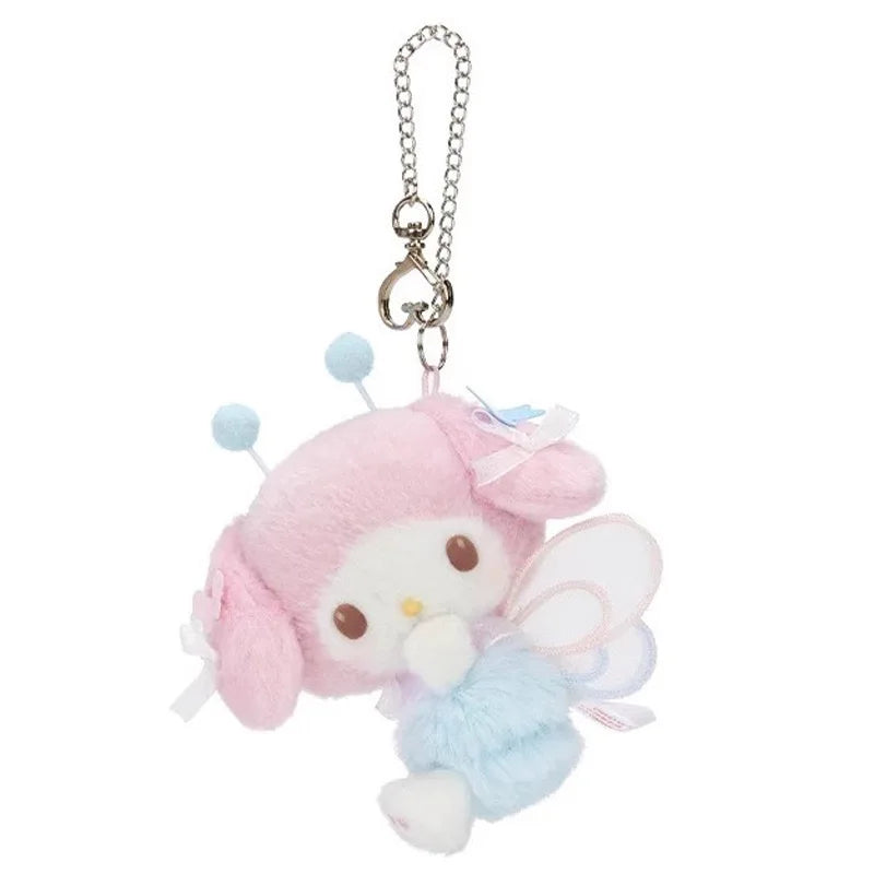 Sanrio Blossom Field Plush Keychain – Kuromi, Cinnamoroll & My Melody Floral Bag Charm
