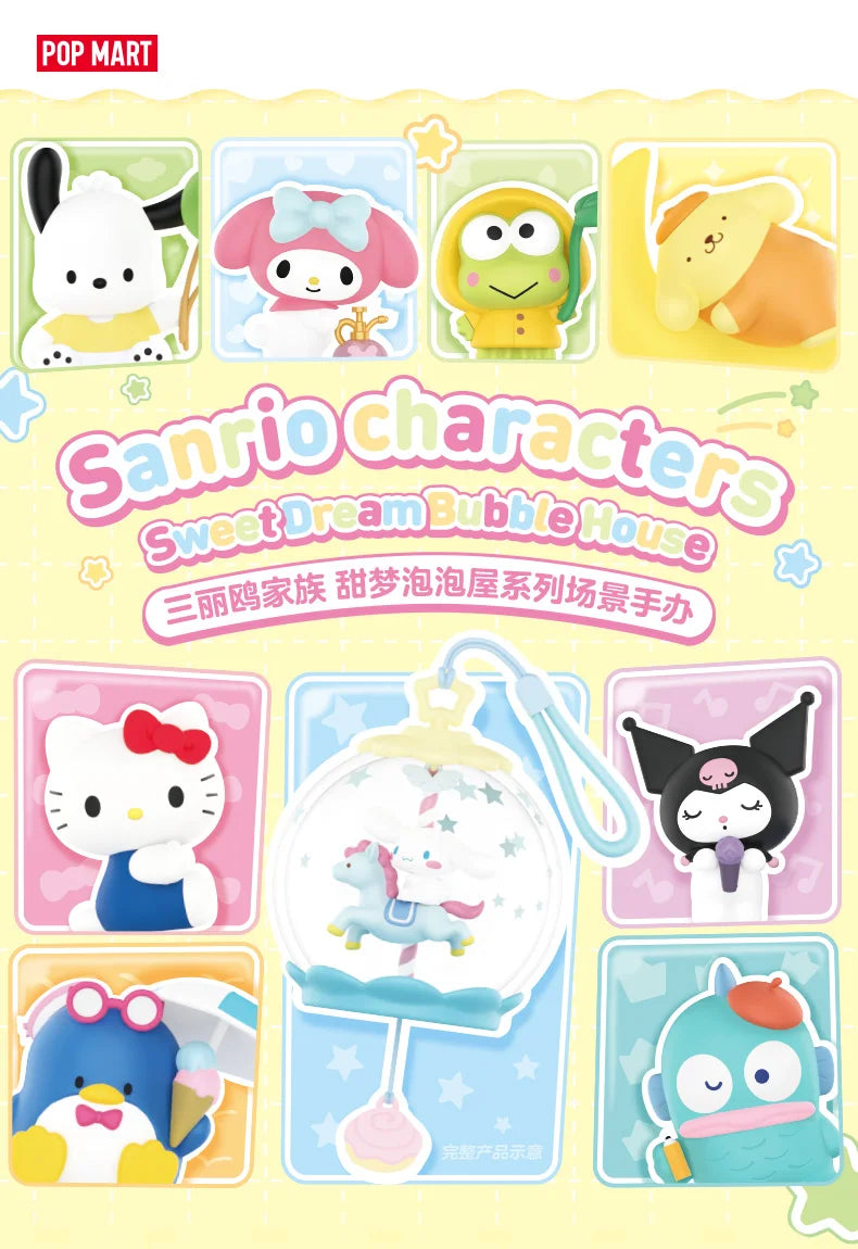 POP MART Sanrio Characters Sweet Dream Bubble House Series Blind Box Mystery Box Toys Kawaii Ornaments Figurines Home Decor