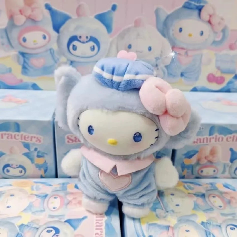 Sanrio Family Fox Island & Blue Flutter Series Vinyl Plush Blind Box Cute Cartoon Hello Kitty Kuromi Pendants Girl Bag Toy Gifts