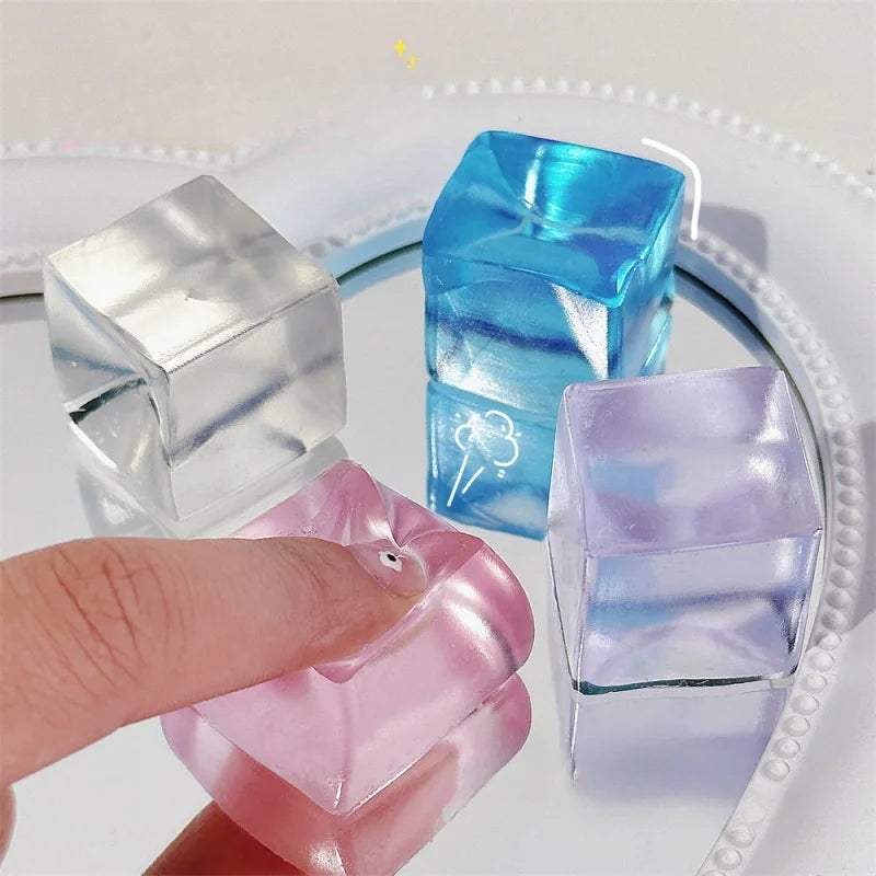 Mini Ice Cube Squishy Toys 15-Pack – Transparent Calming Squeeze Fidget Toys for Kids