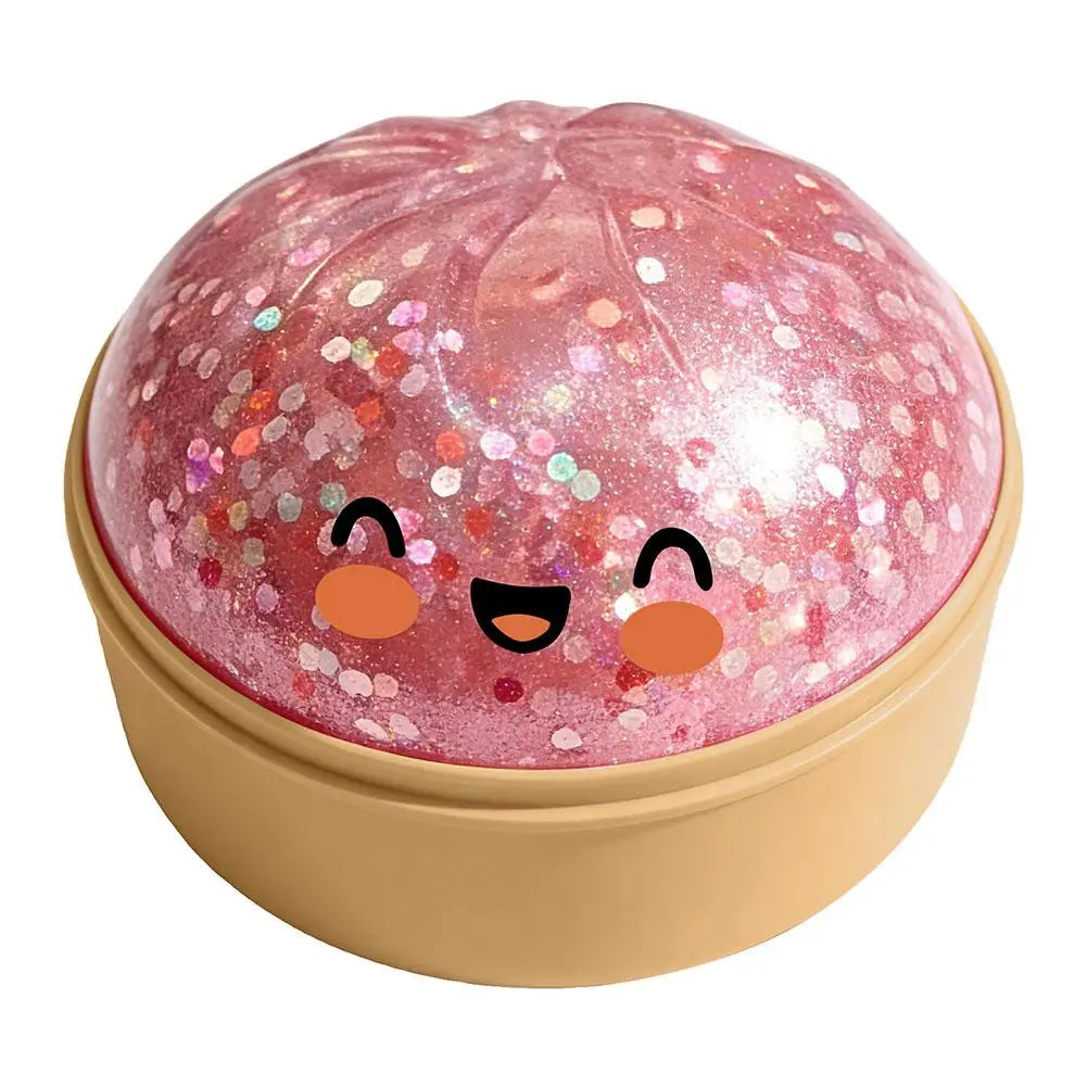 Squishy Steamed Bun Dumpling Toy - Slow Rising Glitter Soft Stretchy Fidget Desk Toy, Kawaii Home Office Decor