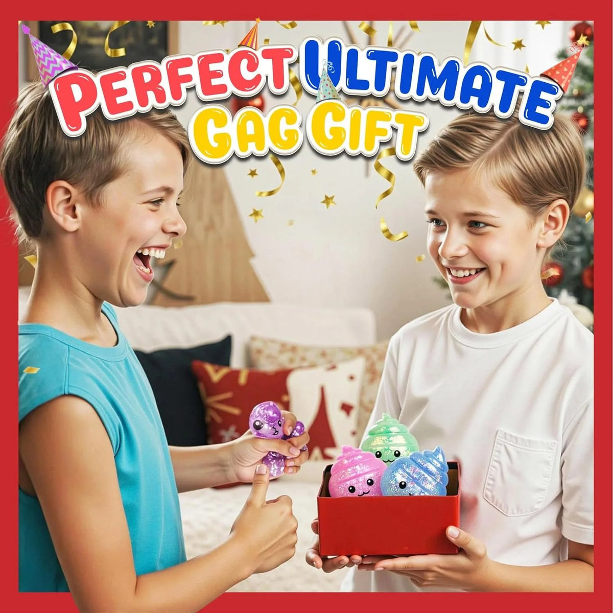Glitter Poo Squishy Fidget Toy – Funny Stretchy Squeeze Toy for Kids & Adults – Prank & Novelty Gift