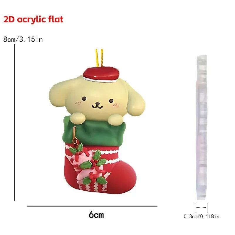 🎄 Kawaii Character Christmas Stocking Ornament 🎀 | Flat Hanging Decoration ✨