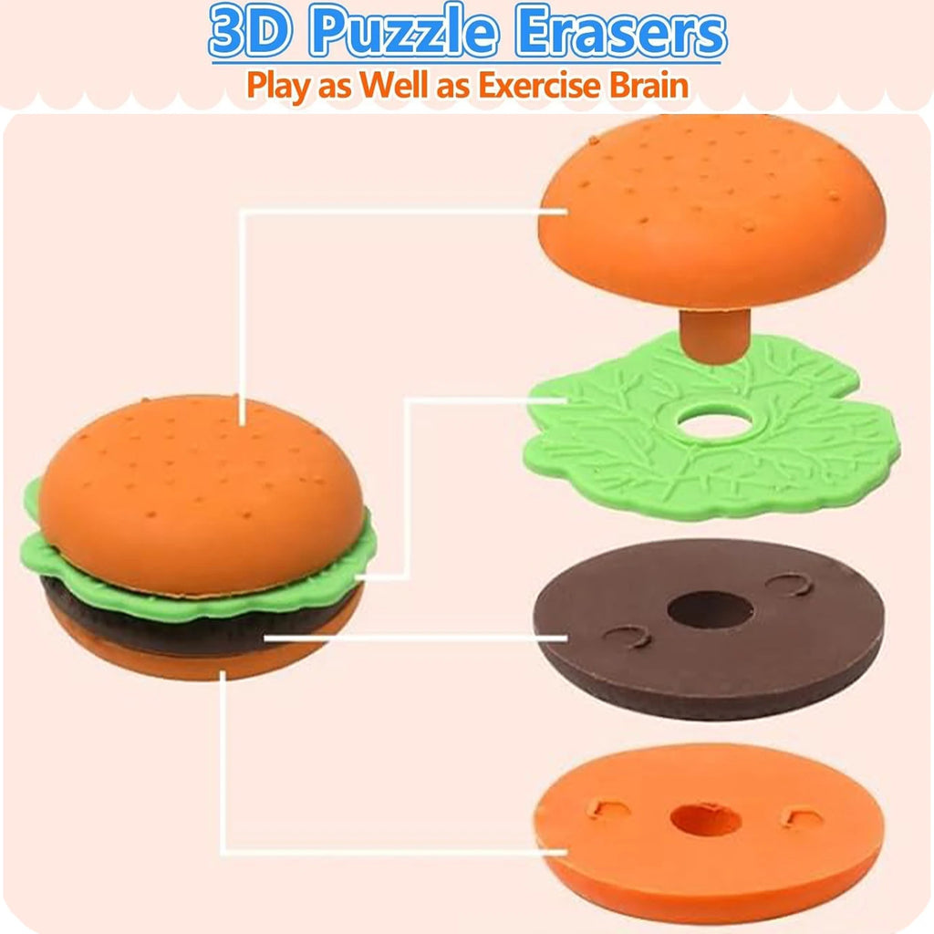 30PCS 3D Food Erasers Dessert  Pencil Erasers Bulk Puzzle Eraser Gifts for Classroom Prizes,Game Reward,Treasure Box,Party Favor
