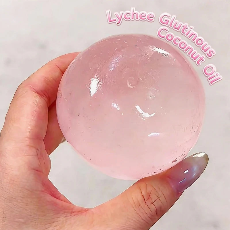 Sakura Pink Coconut Oil Squishy Ball Handmade Clear Maltose Squishy Stress Relief Toy Home Decor Soft Simulated Transparent Ball