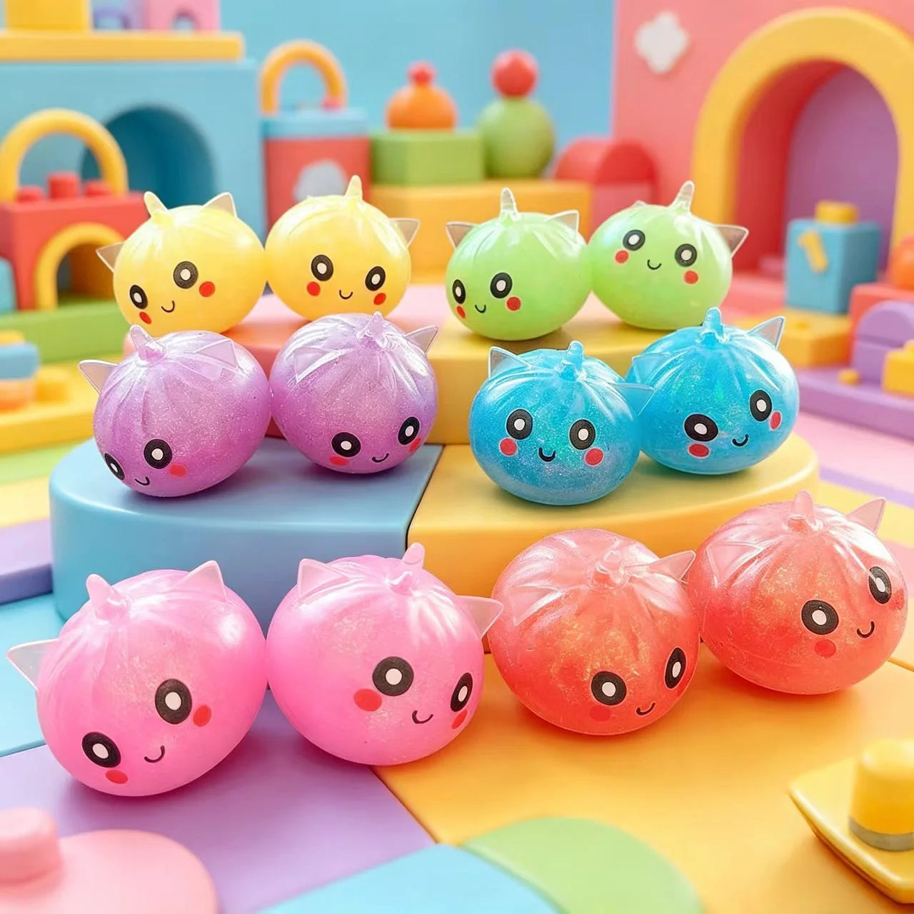 Cute Mini Unicorn Bao Bun Squishy Slow Rising Squeeze Anti Stress Surprise Party Favor Goodie Bag Stuffer Novelty Desk Prop