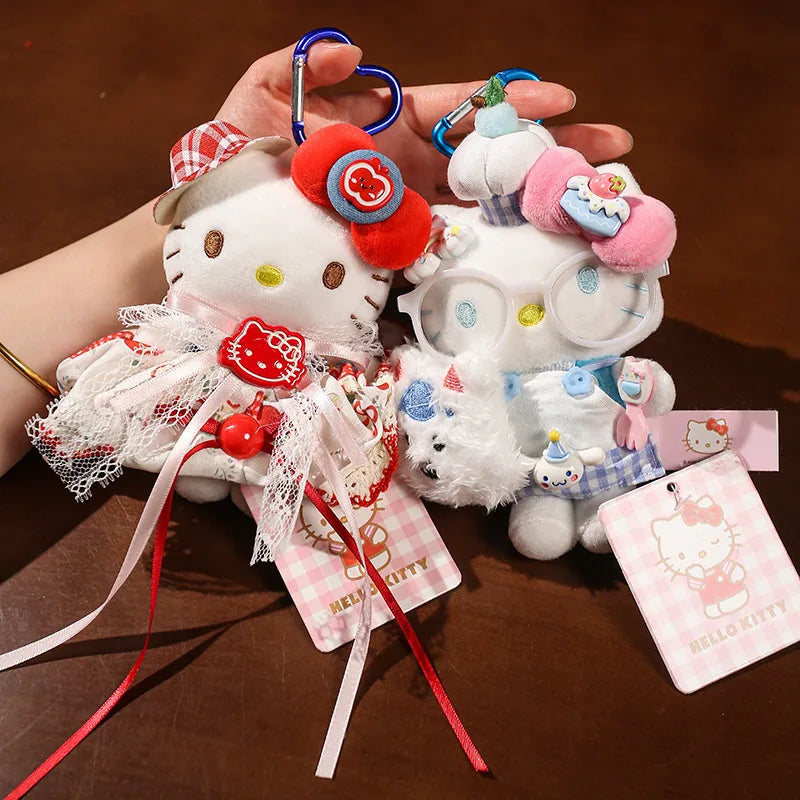 Sanrio Hello Kitty Plush Stuffed Pendant Keychain - 15cm Kawaii Kitty Cat Charm - Birthday Gift
