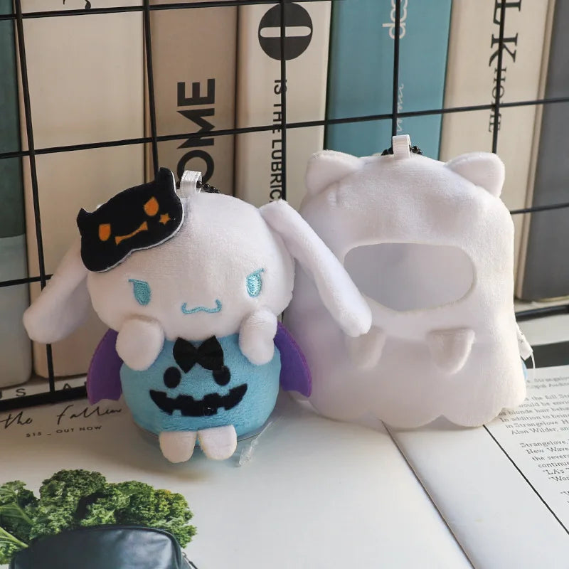 Sanrio Halloween Ghost Plush Keychain - Kawaii Hello Kitty Kuromi Cinnamoroll My Melody Ghost Bag Charm