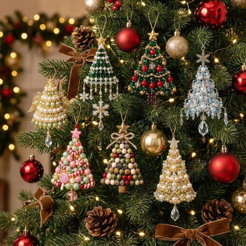🎄 DIY Beaded Christmas Tree Ornament Kit 🎀 | Handmade Holiday Sparkle ✨