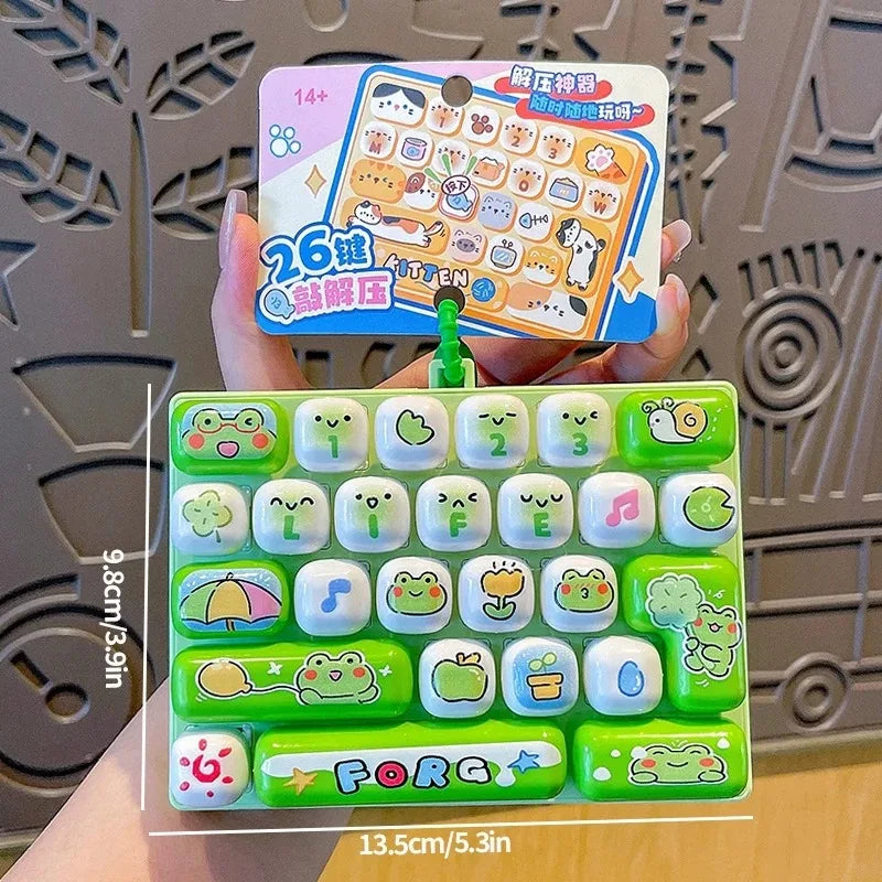 Mini Keyboard Keycap Clicker Keychain – 26-Key Giant Keycap Fidget Toy | Cute Bag Charm & Gift