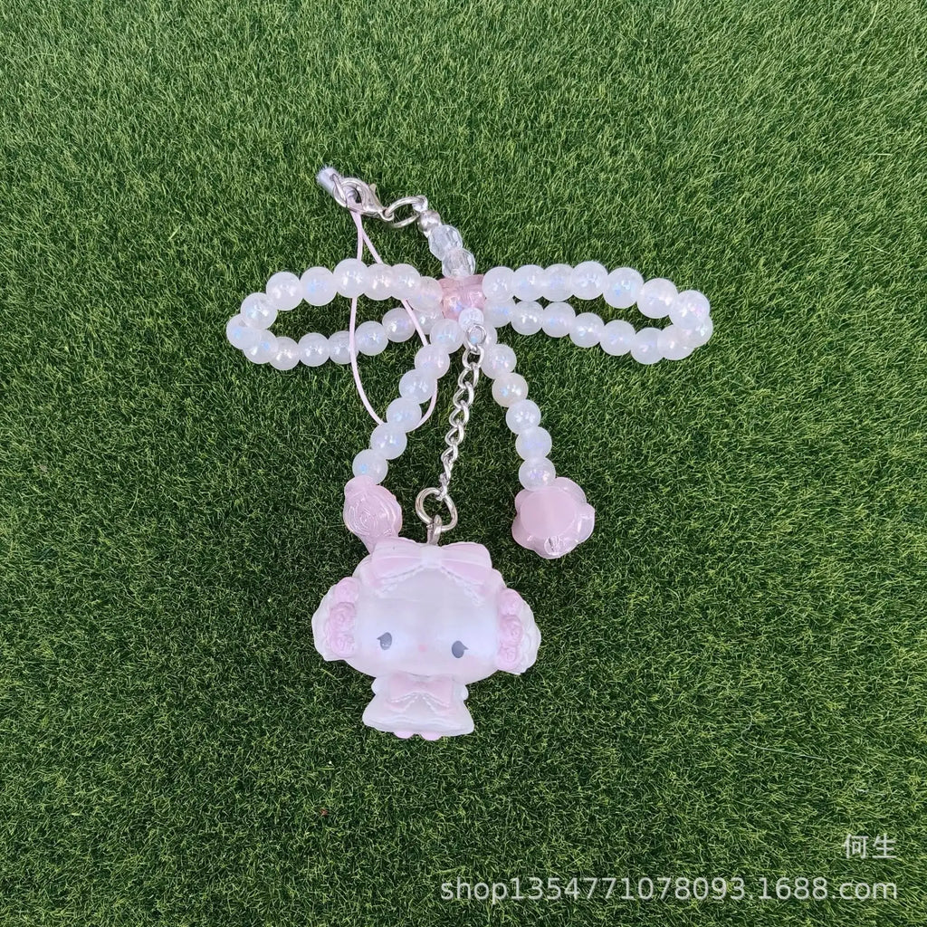 Sanrio Pearl Bow Bonnet Keychain – Hello Kitty & Cinnamoroll Mystery Blind Box Pendant