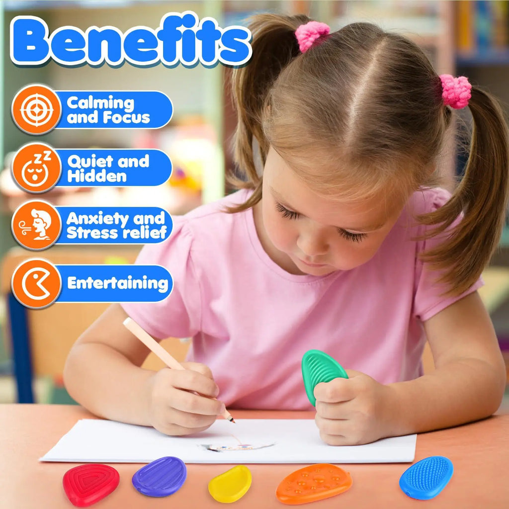 Silicone Stone Fidget Toys 6 Pack – Textured Sensory Squeeze Toys for Kids & Adults