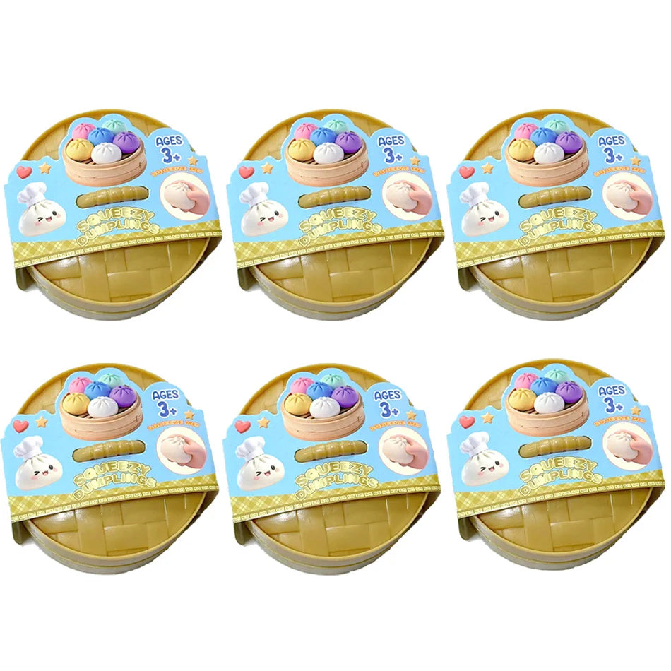 Colorful 6 Styles Glitter Dumpling Glitter Dumpling Squishy with Box Dumplings Sensory Squeeze Toy for Stress Relief Toys