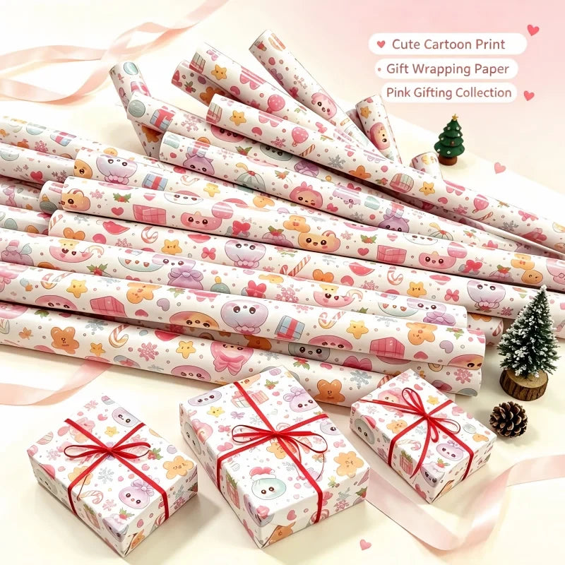 🎄 Kawaii Christmas Gift Wrapping Paper 🎁 | Pastel Dumpling Roll 🎀✨