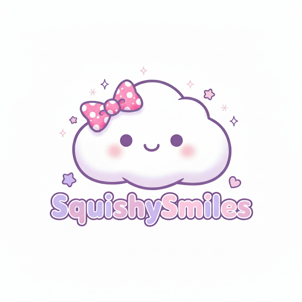 SquishySmiles Logo – Pink Bow & Sparkles